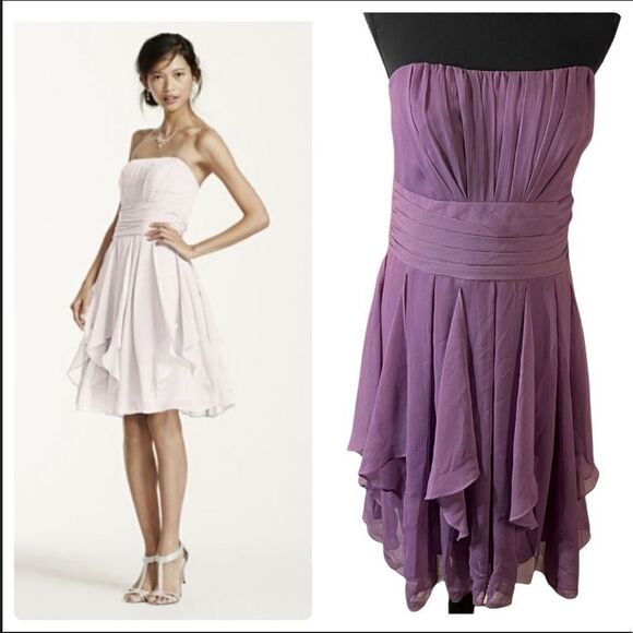 David’s Bridal Chiffon Dress with Layered Skirt Size 12 - Picture 1 of 13